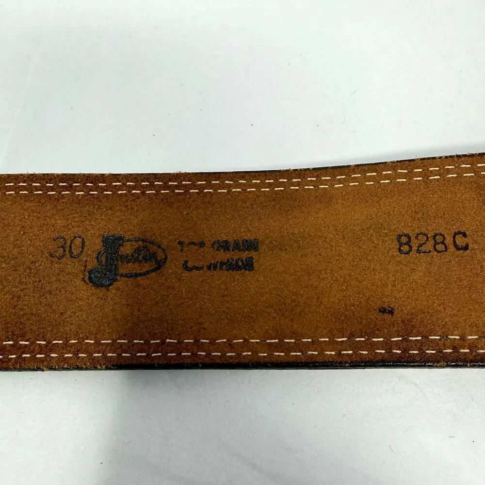 Vintage Justin Full Grain Leather Floral Belt w Resin Buckle Size 30
